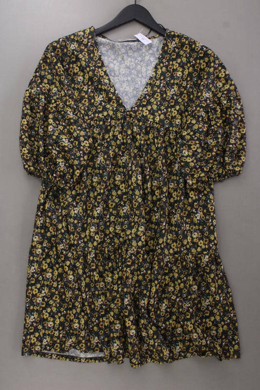 Pull&Bear Midikleid Gr. XS mit Blumenmuster neuwertig 3/4 Ärmel gelb