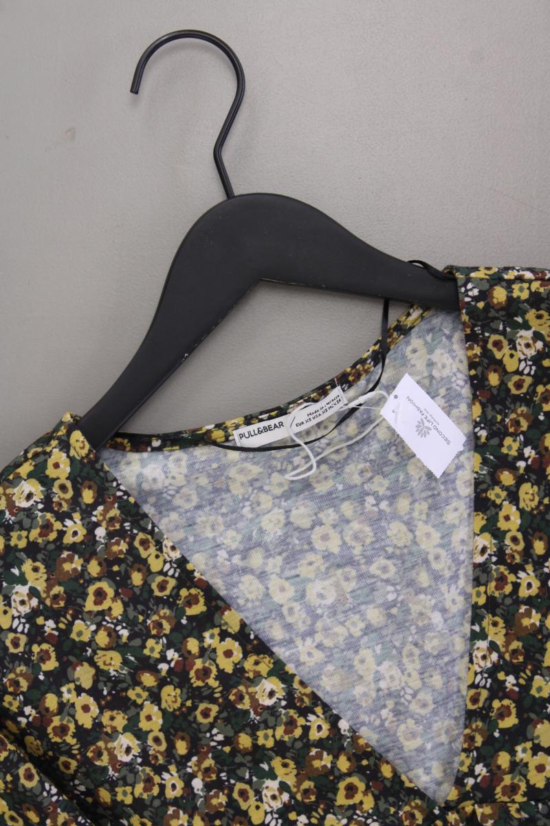 Pull&Bear Midikleid Gr. XS mit Blumenmuster neuwertig 3/4 Ärmel gelb