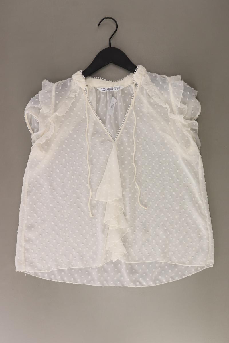 Zara Kurzarmbluse Gr. XS creme aus Polyester