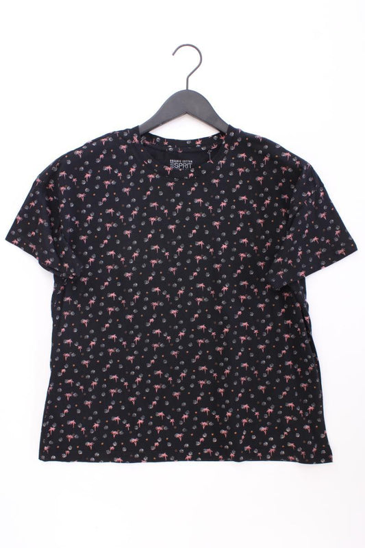 Esprit Collection Shirt mit Palmenmuster Gr. L Kurzarm schwarz aus Baumwolle