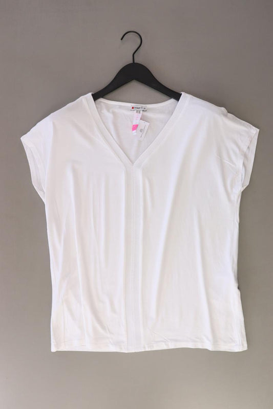Street One Shirt mit V-Ausschnitt Gr. 42 Kurzarm weiß aus Viskose