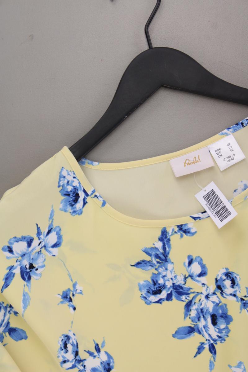 Paola Kurzarmbluse Gr. 46 mit Blumenmuster neuwertig gelb aus Polyester