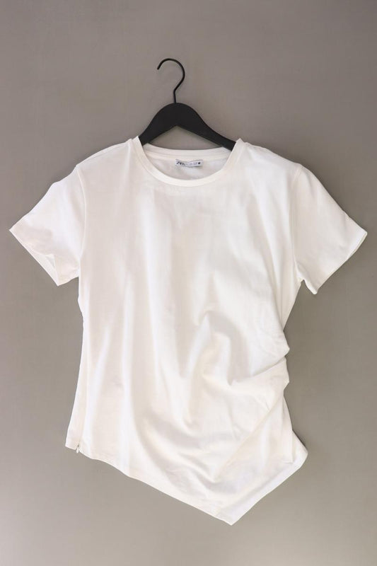 Zara T-Shirt Gr. L Kurzarm weiß aus Baumwolle