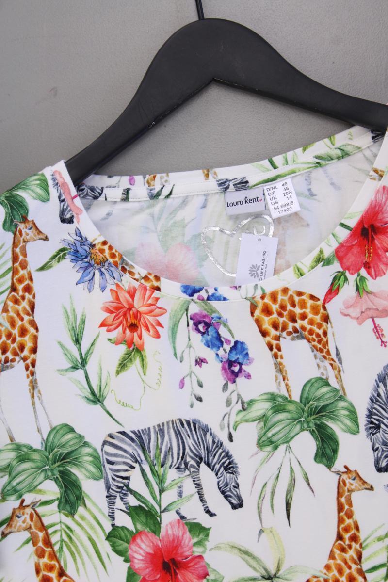 Laura Kent Printshirt Gr. 46 mit Tierdruck neuwertig Kurzarm mehrfarbig