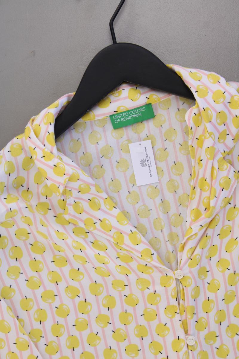 United Colors of Benetton Bluse mit Obstmuster Gr. S neuwertig Kurzarm gelb