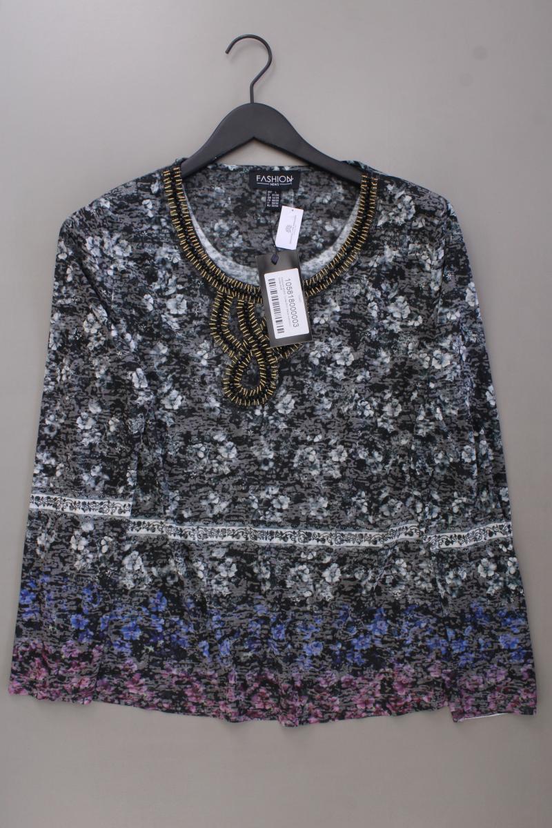 Fashio News Langarmshirt Gr. 44/46 mit Blumenmuster neu mit Etikett grau