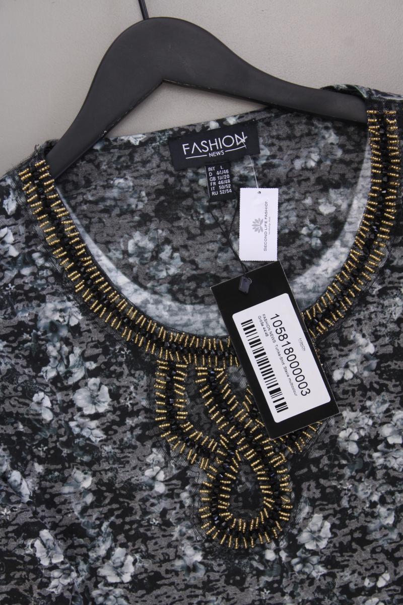 Fashio News Langarmshirt Gr. 44/46 mit Blumenmuster neu mit Etikett grau
