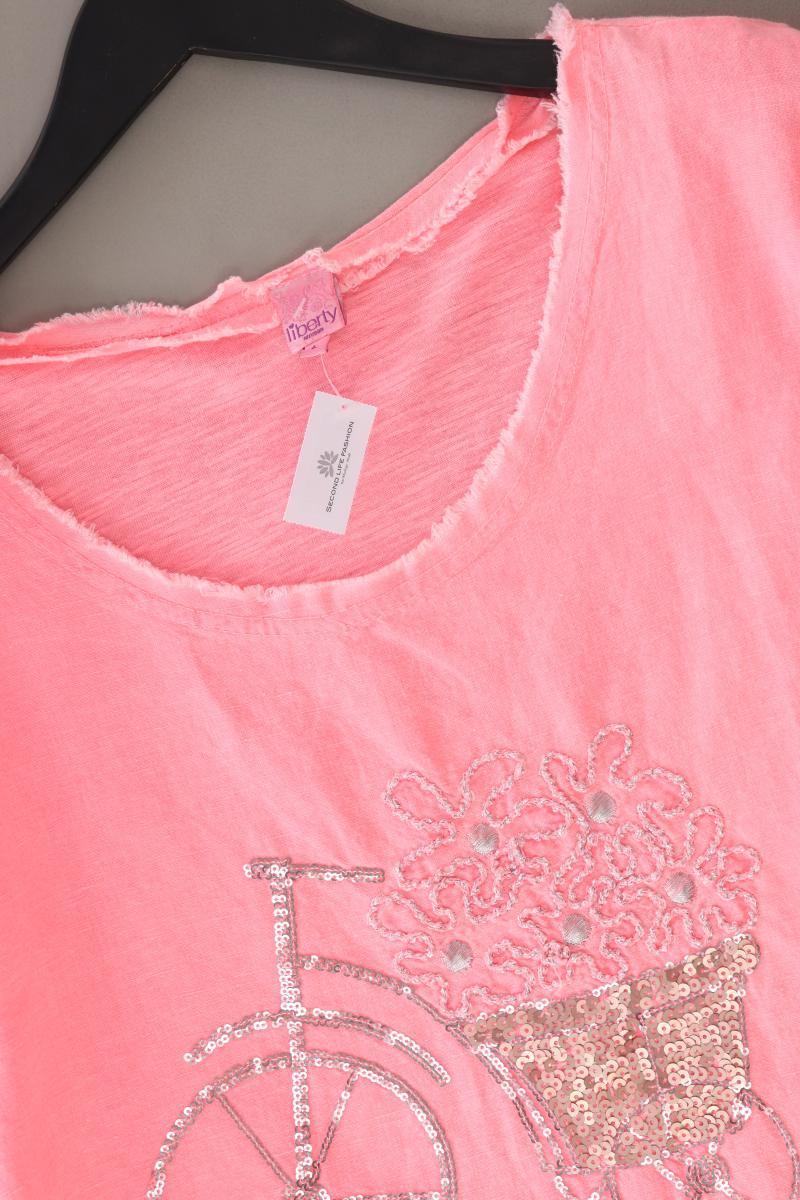 Liberty T-Shirt Gr. L Kurzarm mit Pailletten pink aus Baumwolle