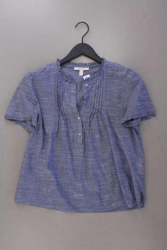 Esprit Kurzarmbluse Gr. 38 blau aus Baumwolle