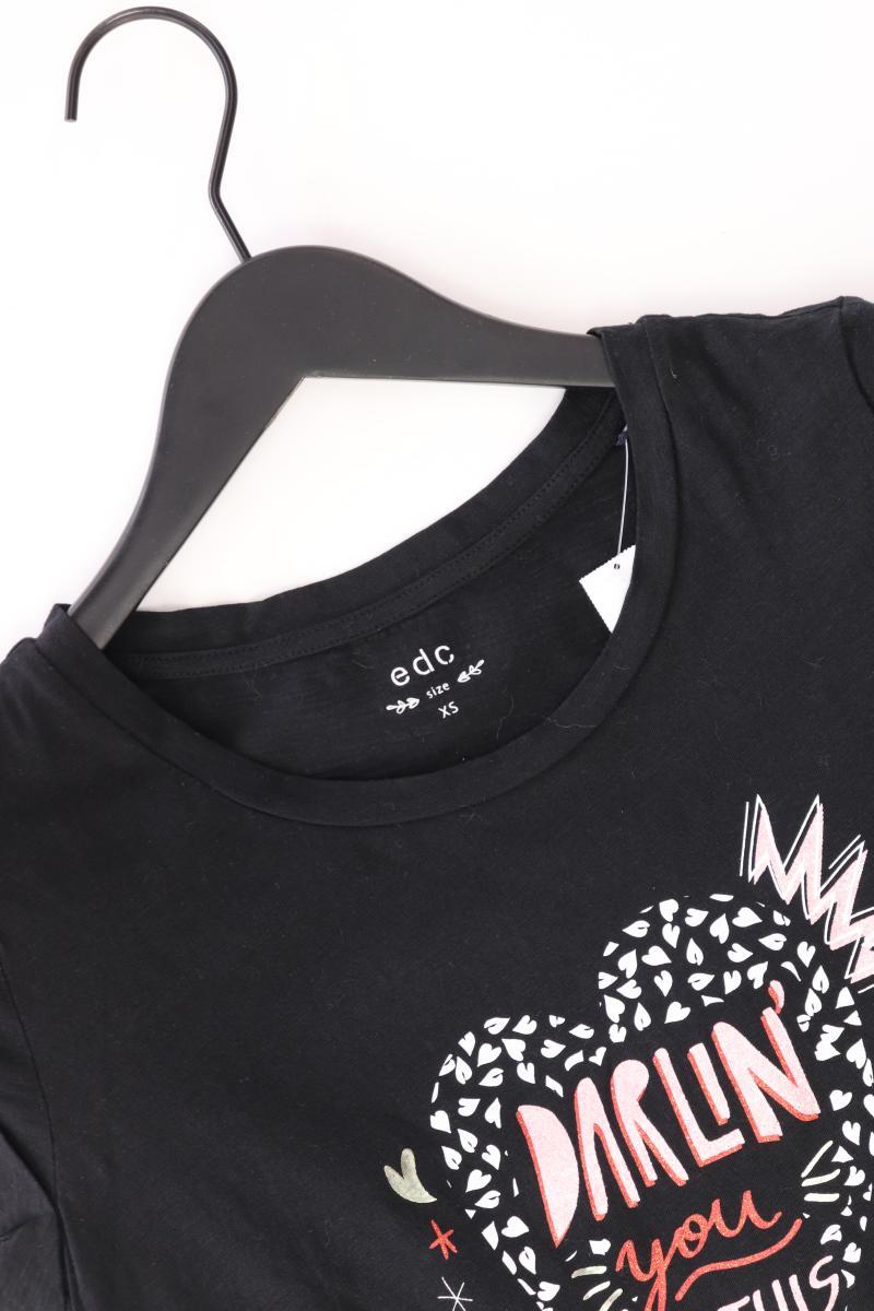 edc by Esprit Printshirt Gr. XS Kurzarm schwarz aus Baumwolle