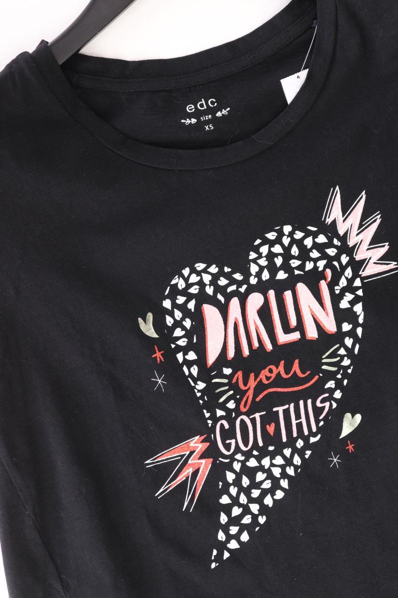edc by Esprit Printshirt Gr. XS Kurzarm schwarz aus Baumwolle