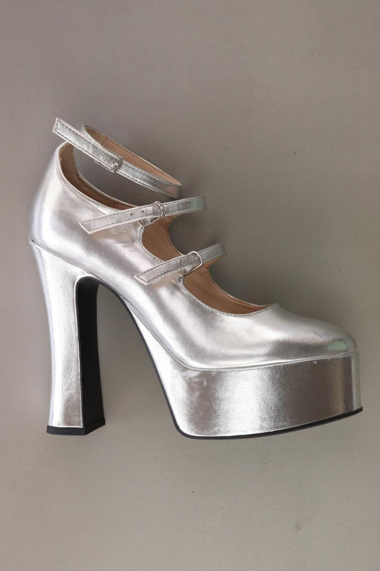 Catwalk Plateaupumps Gr. 40 silber aus Kunstleder