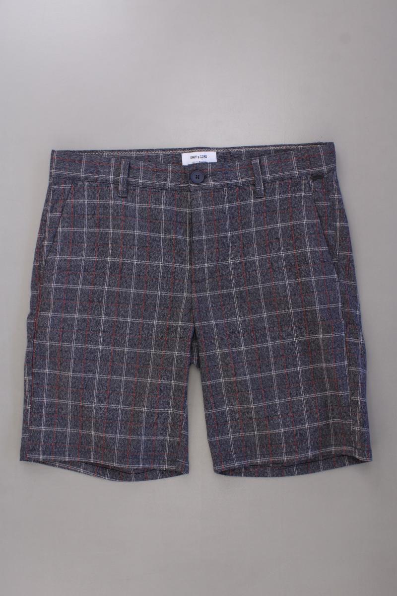 ONLY & SONS Chino Shorts für Herren Gr. W31 kariert grau aus Polyester