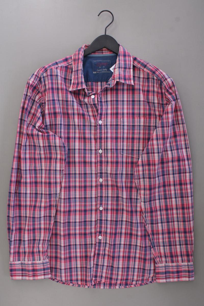 Esprit Karohemd für Herren Gr. XXL kariert Langarm pink aus Baumwolle
