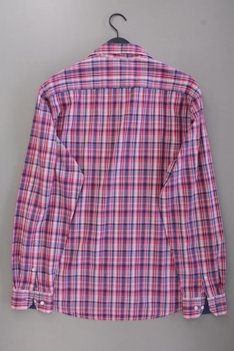 Esprit Karohemd für Herren Gr. XXL kariert Langarm pink aus Baumwolle