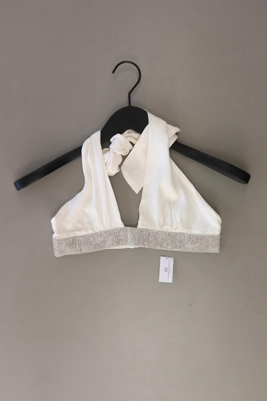 Zara Neckholdertop Gr. XS mit Glitzer weiß aus Polyester