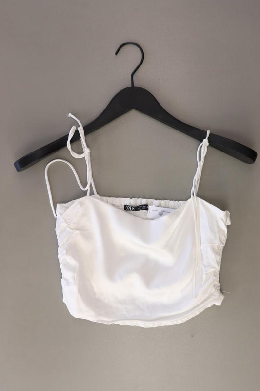 Zara Crop Top Gr. L weiß aus Polyester