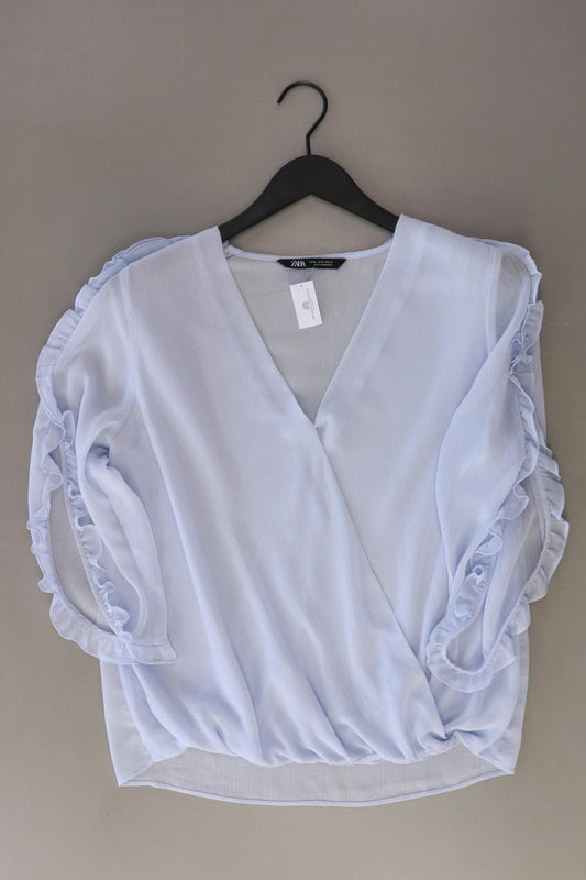 Zara Regular Bluse Gr. M 3/4 Ärmel blau aus Polyester