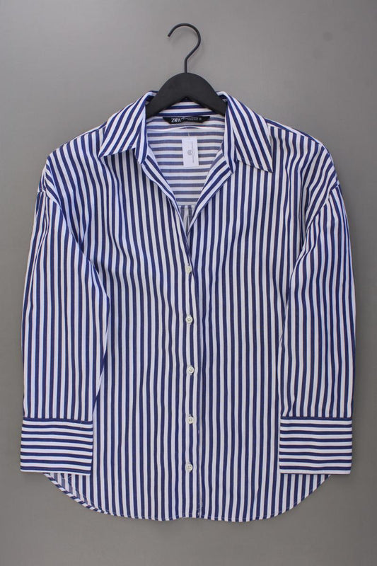 Zara Langarmbluse Gr. XS gestreift blau aus Baumwolle