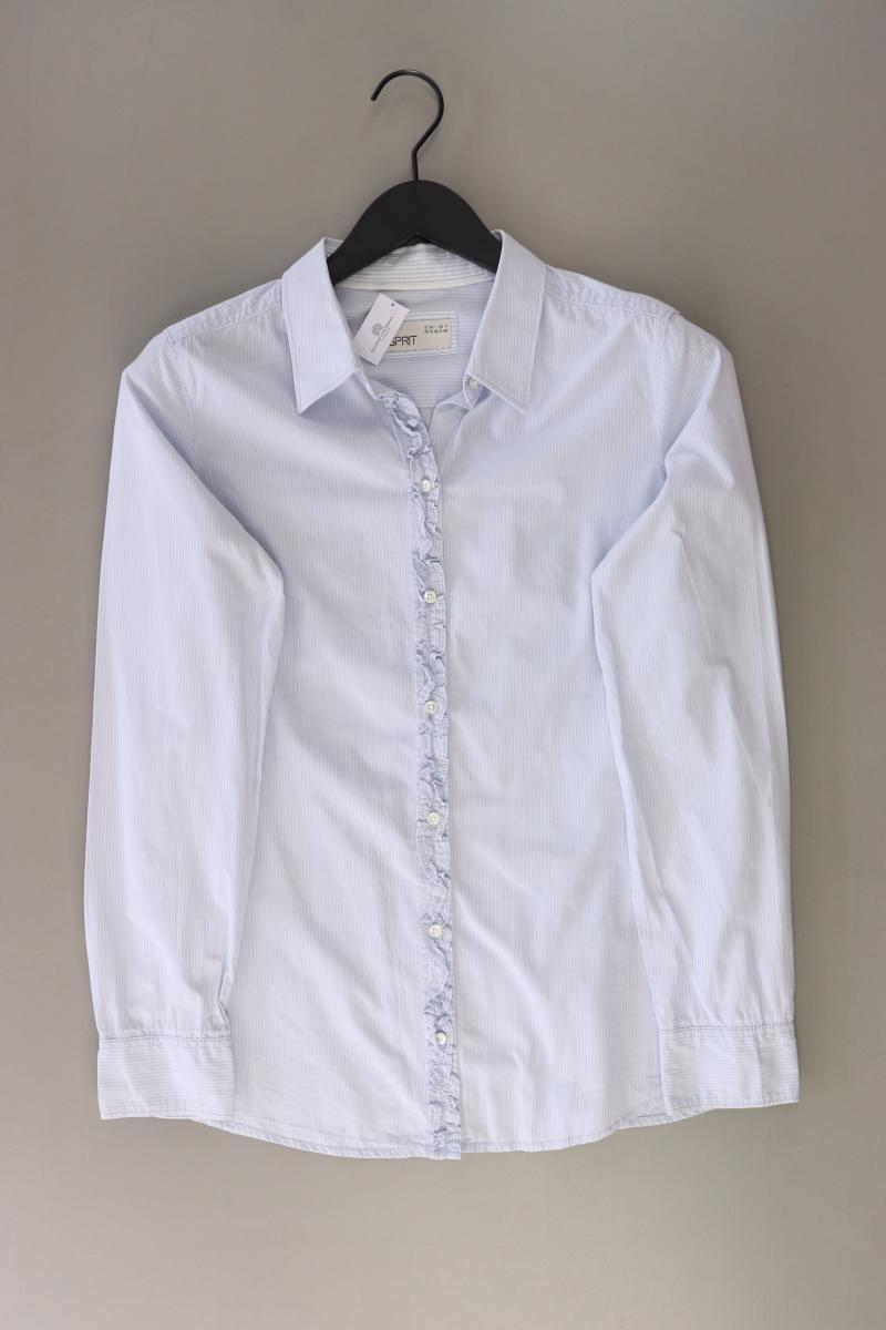 Esprit Rüschenbluse Gr. 38 Langarm blau aus Baumwolle