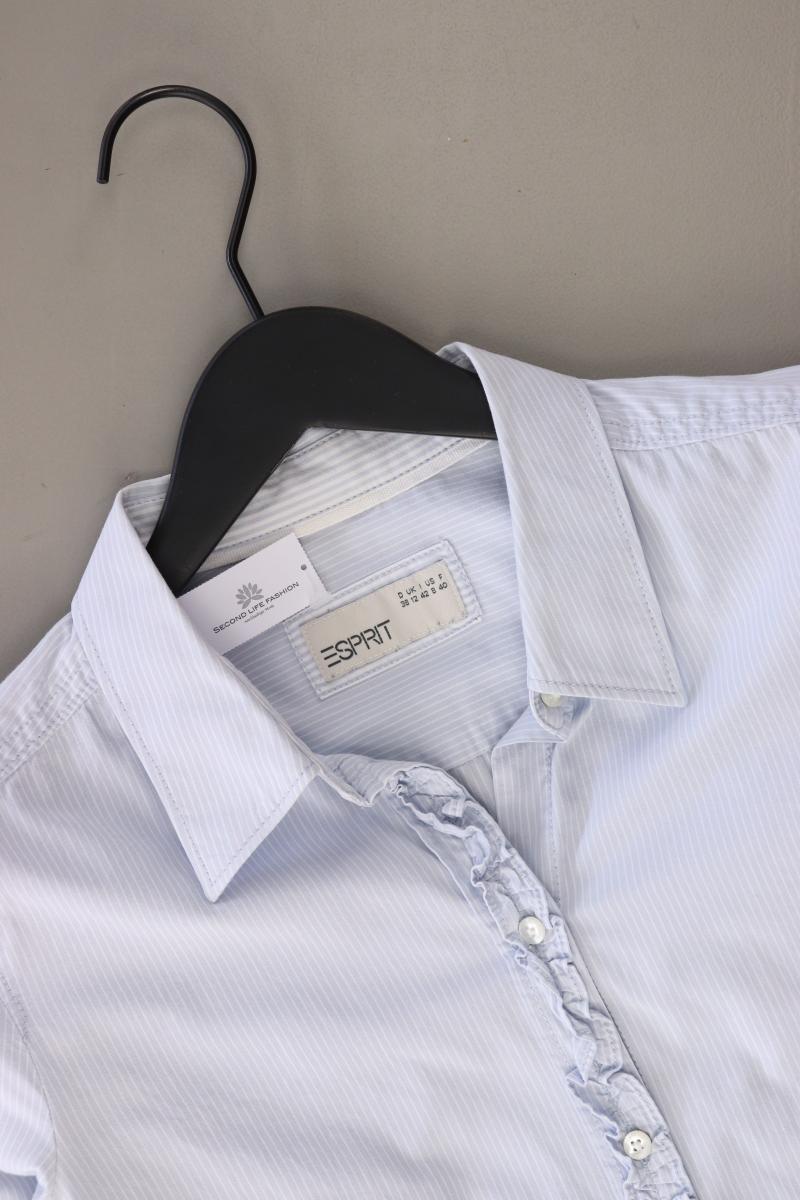 Esprit Rüschenbluse Gr. 38 Langarm blau aus Baumwolle