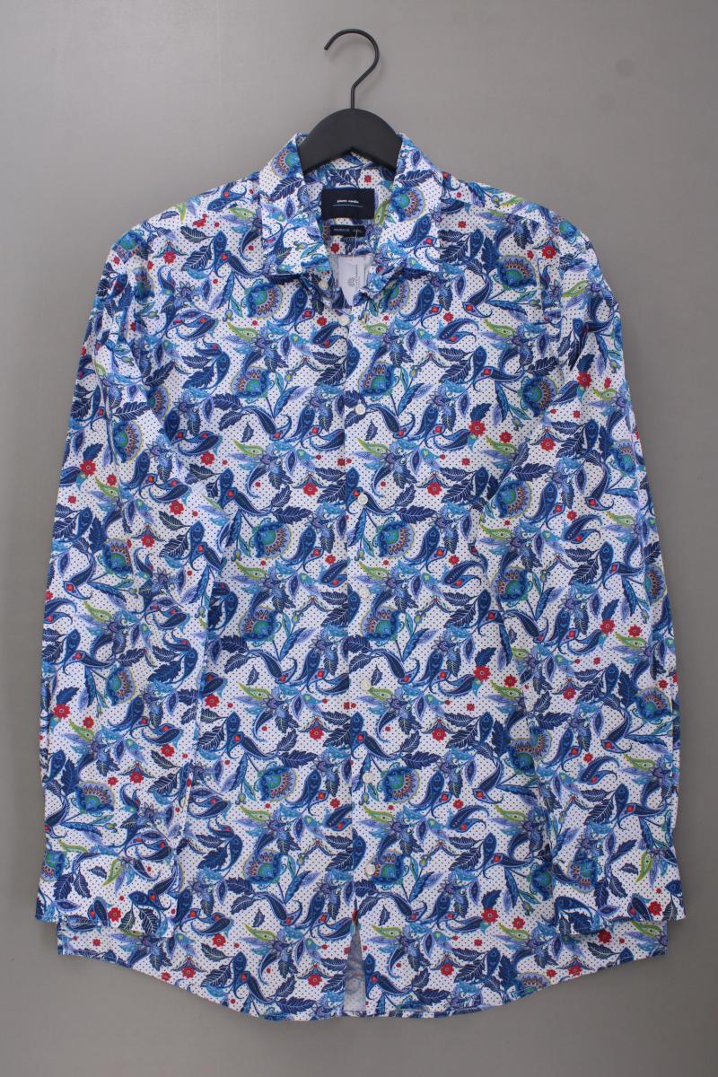 Pierre Cardin Langarmhemd für Herren Gr. Hemdgröße 44 mit Paisleymuster blau