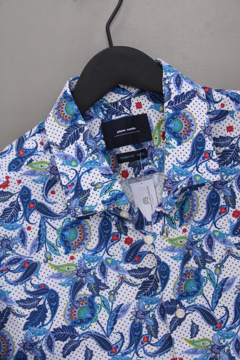 Pierre Cardin Langarmhemd für Herren Gr. Hemdgröße 44 mit Paisleymuster blau