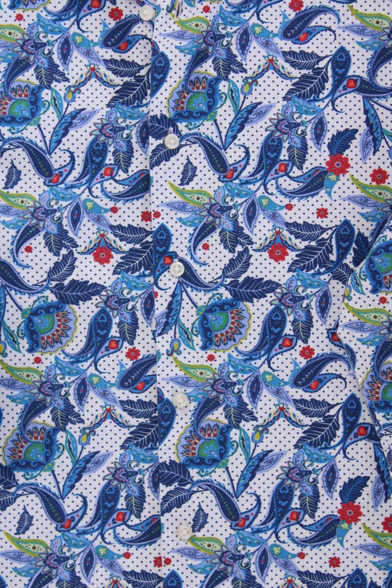Pierre Cardin Langarmhemd für Herren Gr. Hemdgröße 44 mit Paisleymuster blau