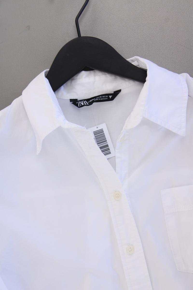 Zara Langarmbluse Gr. XS weiß aus Baumwolle