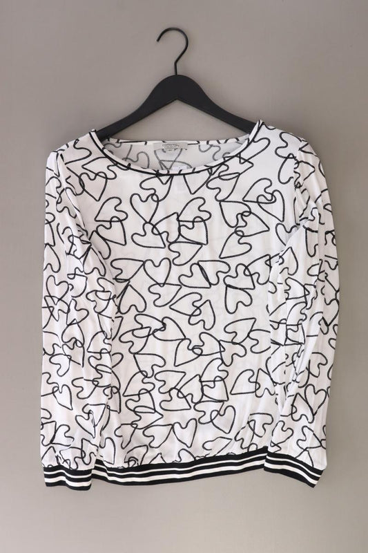 comma, Bluse mit Herzchenmuster Gr. 40 Langarm weiß
