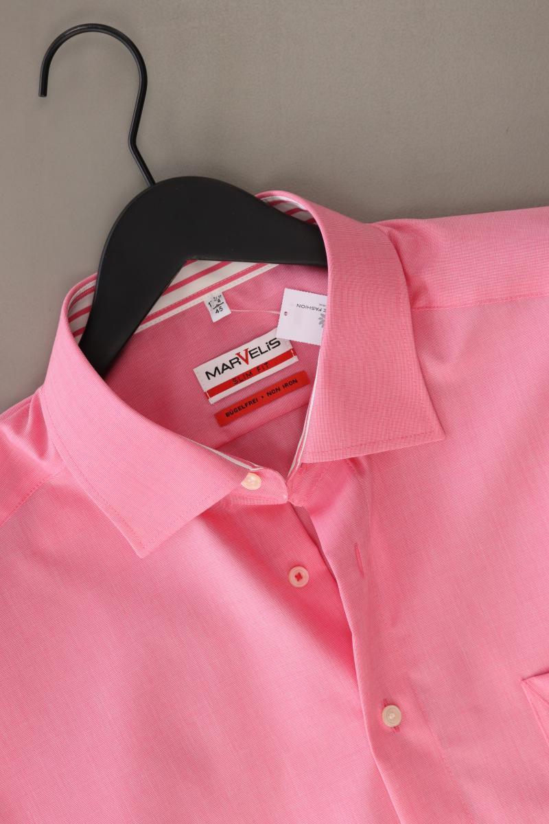 MARVELIS Kurzarmhemd für Herren Gr. Hemdgröße 45 rosa aus Baumwolle