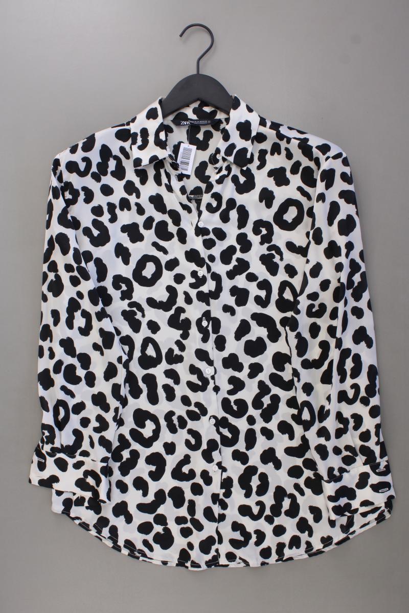 Zara Langarmbluse Gr. XS mit Tierdruck neuwertig creme aus Polyester