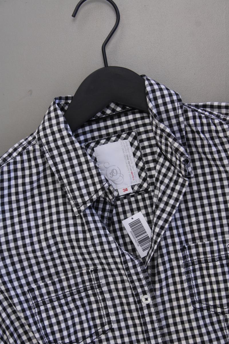 s.Oliver Karobluse Gr. 34 kariert Kurzarm schwarz aus Baumwolle