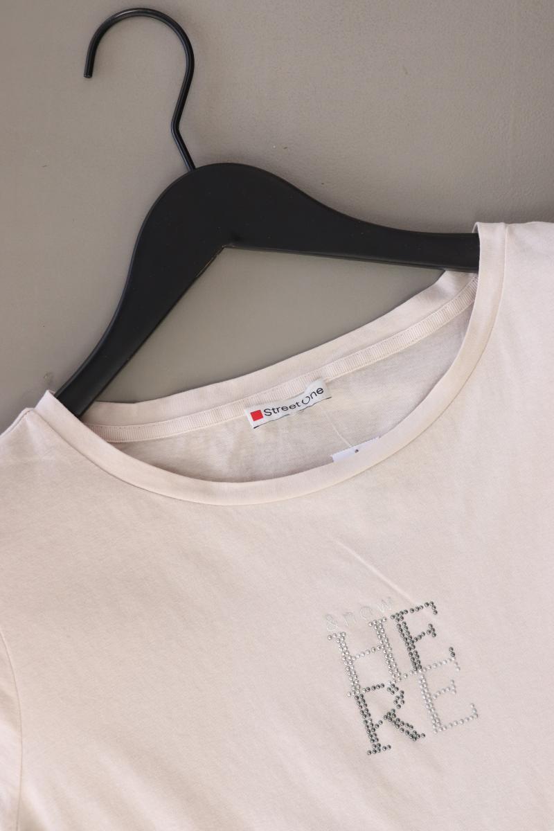 Street One T-Shirt Gr. M Kurzarm creme aus Baumwolle