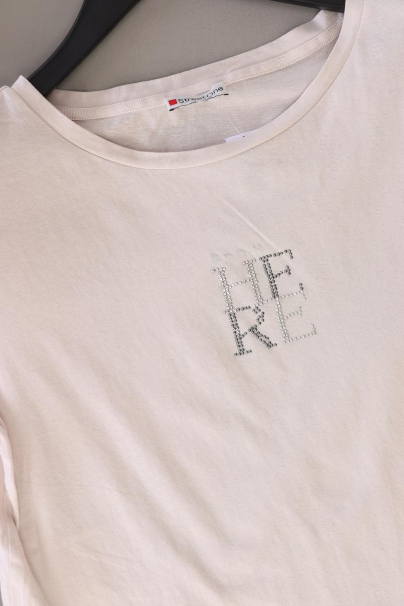 Street One T-Shirt Gr. M Kurzarm creme aus Baumwolle