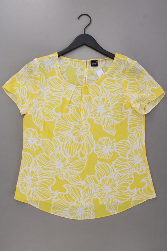 s.Oliver Black Label Kurzarmbluse Gr. 40 mit Blumenmuster gelb