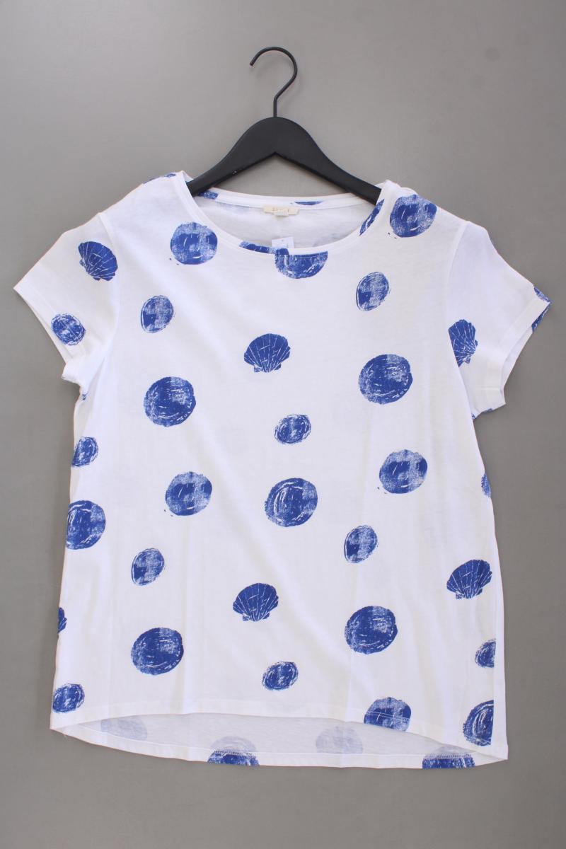 Esprit Shirt mit Muschelprint Gr. L Kurzarm weiß