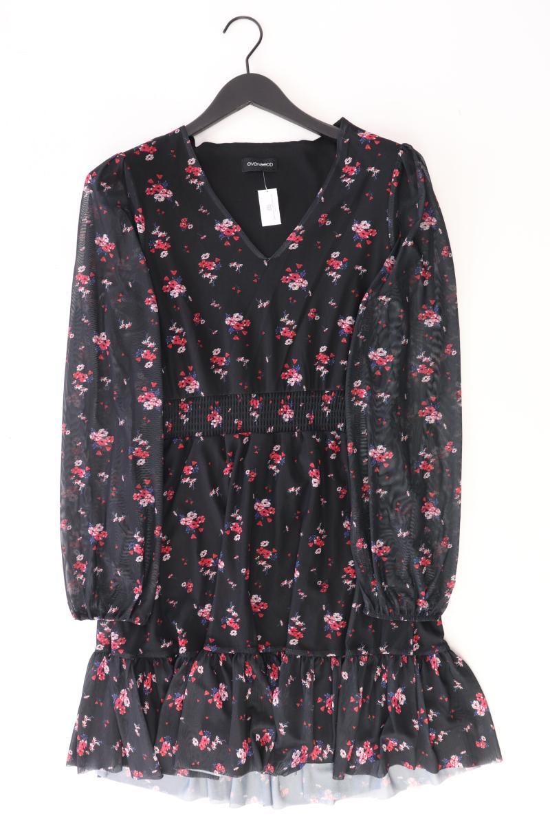 Even & Odd Chiffonkleid Gr. M mit Blumenmuster Langarm schwarz aus Polyester