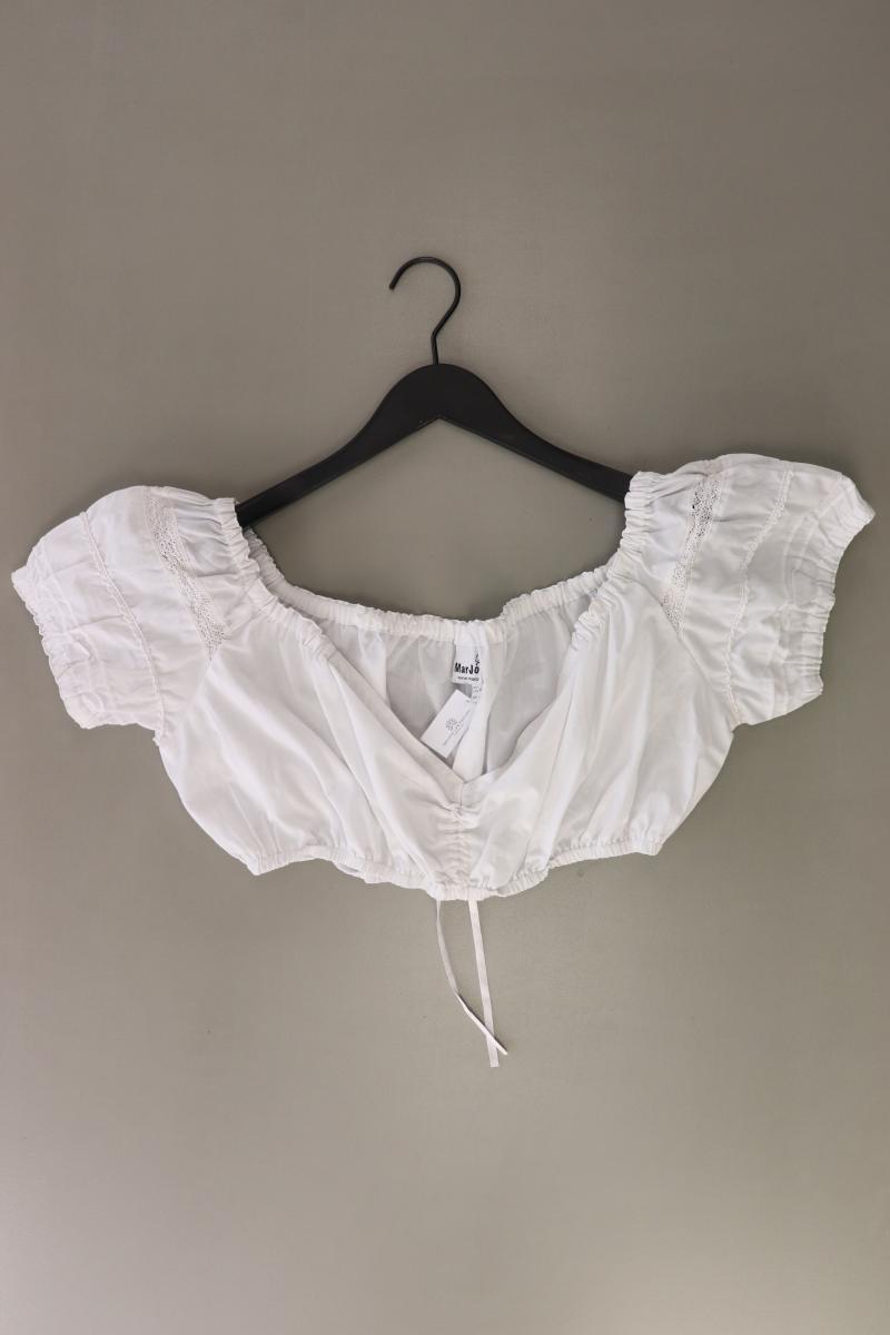 Marjo Dirndl Bluse Trachtenbluse Gr. 46 Kurzarm weiß aus Baumwolle
