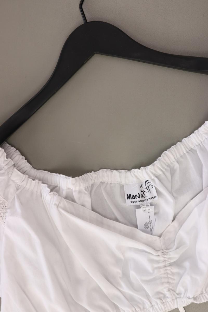Marjo Dirndl Bluse Trachtenbluse Gr. 46 Kurzarm weiß aus Baumwolle