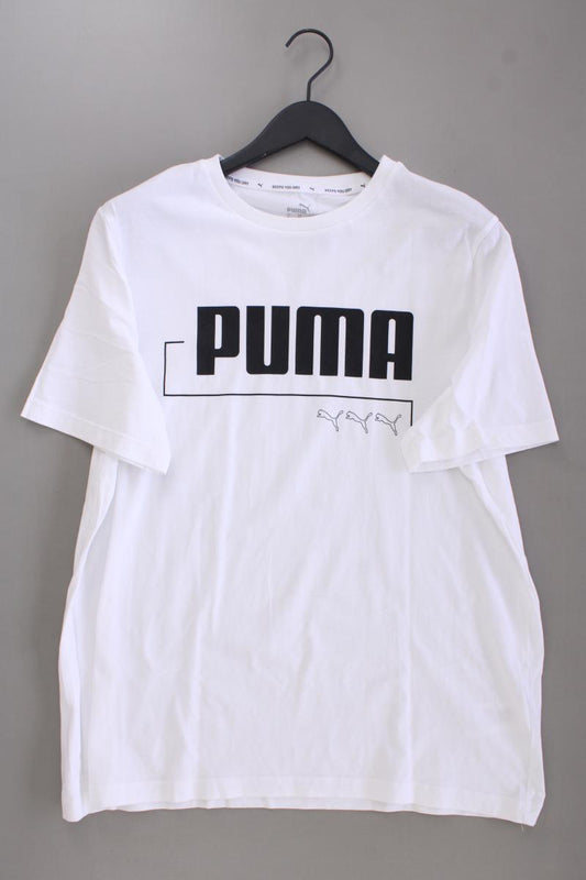 Puma Printshirt für Herren Gr. XL Kurzarm weiß aus Baumwolle