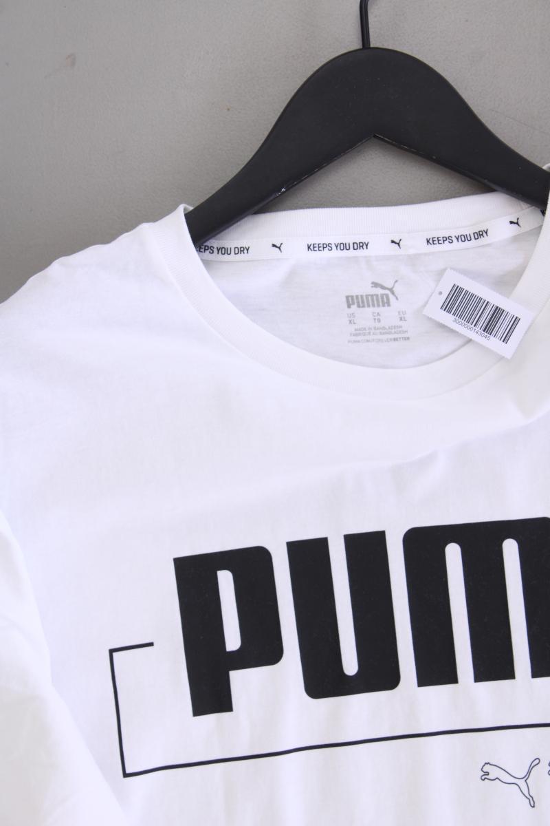 Puma Printshirt für Herren Gr. XL Kurzarm weiß aus Baumwolle