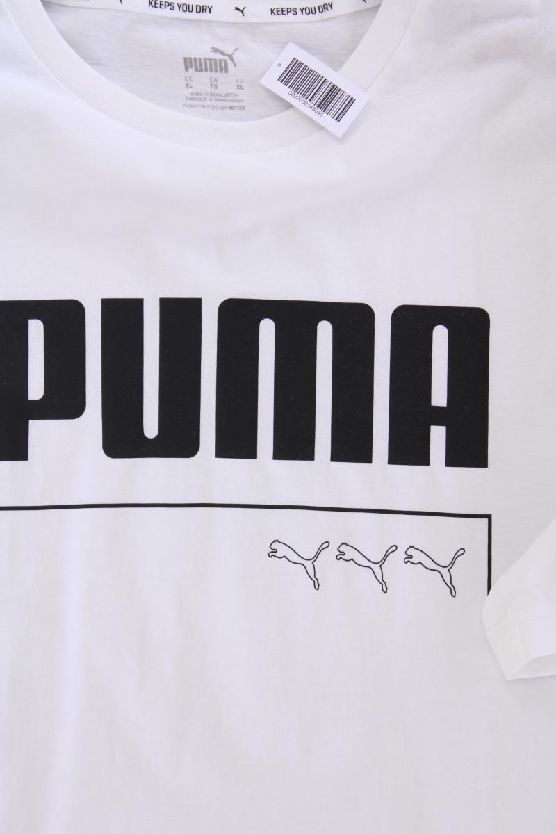 Puma Printshirt für Herren Gr. XL Kurzarm weiß aus Baumwolle