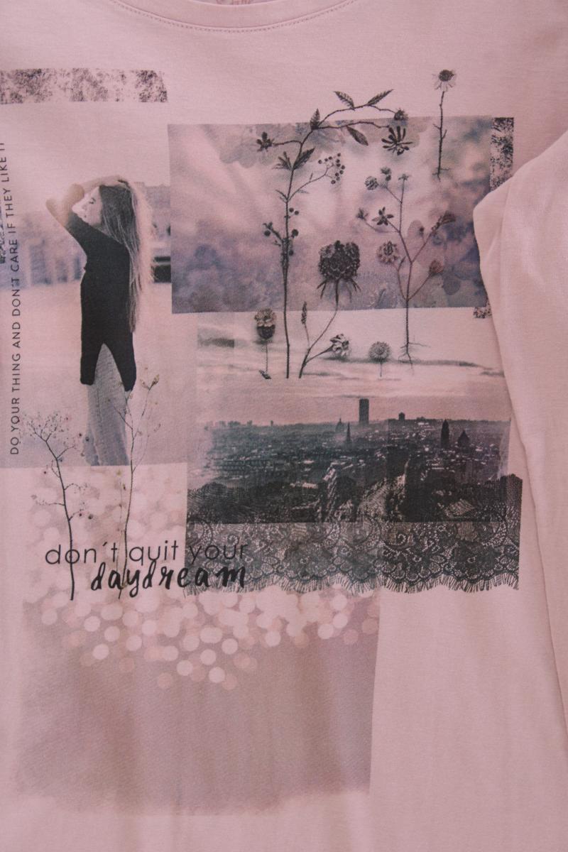 Tom Tailor Printshirt Gr. L Langarm rosa aus Baumwolle