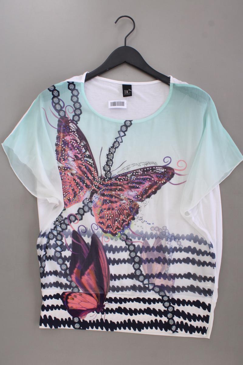Best Connections Bluse mit Schmetterlingmuster Gr. 40 Kurzarm türkis aus Viskose