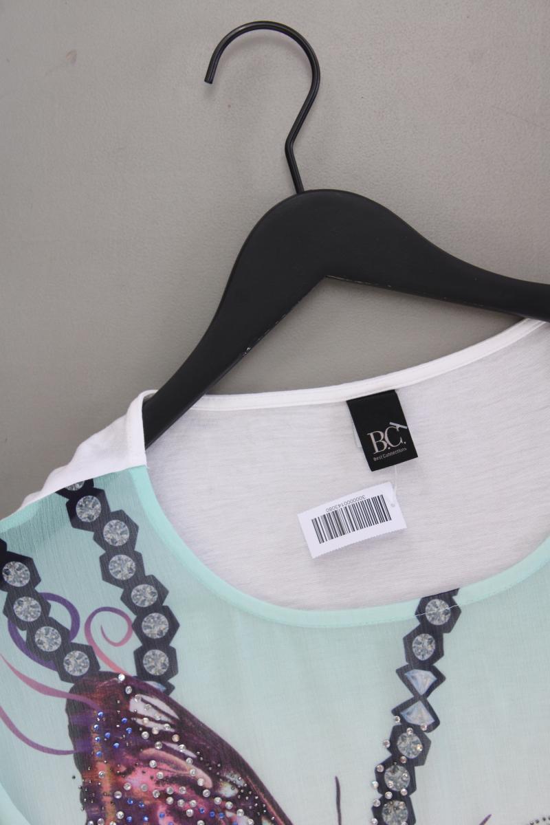 Best Connections Bluse mit Schmetterlingmuster Gr. 40 Kurzarm türkis aus Viskose
