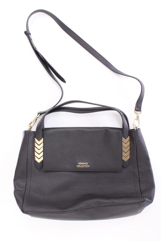 Versace Collection Umhängetasche schwarz aus Leder