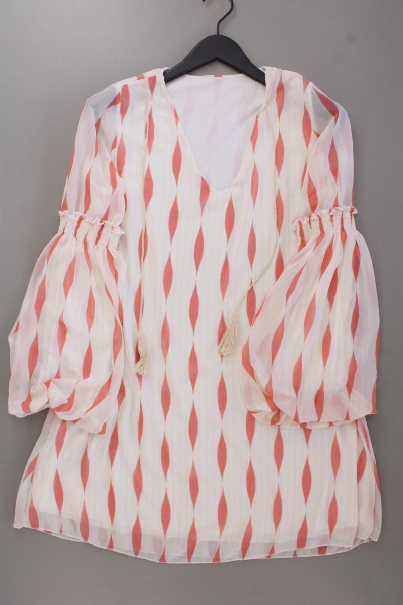 Langarmkleid Gr. OneSize gestreift neuwertig creme aus Polyester
