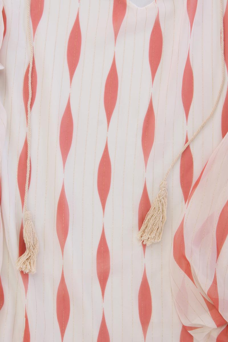Langarmkleid Gr. OneSize gestreift neuwertig creme aus Polyester