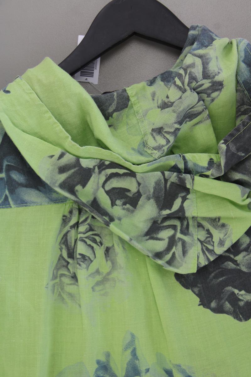 Julia Wang Kapuzencardigan aus Leinen Gr. S mit Blumenmuster Kurzarm grün